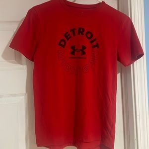 Under Armour, YLG, Red and Black, Loose Fit, Short-Sleeve Shirt